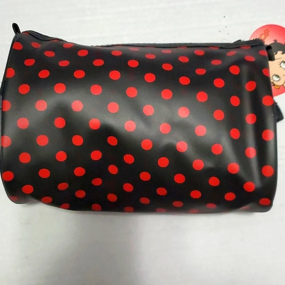 Sexy Betty Boop Black & Red Polka Dot Cosmetic Travel Bag